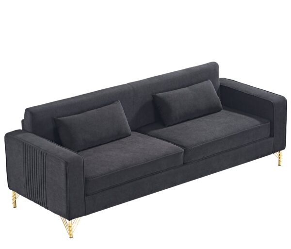 Aesthetic Sofas For Living Room, 3 Seater Couch With Classic Modern Appeal And Luxurious Soft Comfort, Easy To Maintain - Black