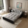 Queen Pull Out Sofa Bed, 3 In 1 Convertible Sleeper Tufted Sofa With 2 Soft Pillows - Gray - Image 4