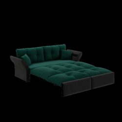 Queen Pull Out Sofa Bed, 3 In 1 Convertible Sleeper Tufted Sofa With 2 Soft Pillows - Green