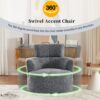 360 Degree Swivel Chair Upholstered Accent Barrel Chair With Adjustable Headrest, Berber Fleece - Gray - Image 5