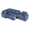 L Shaped Convertible Sofa Bed With Pull Out Bed, Cup Holders, And Storage Space - Blue - Image 19