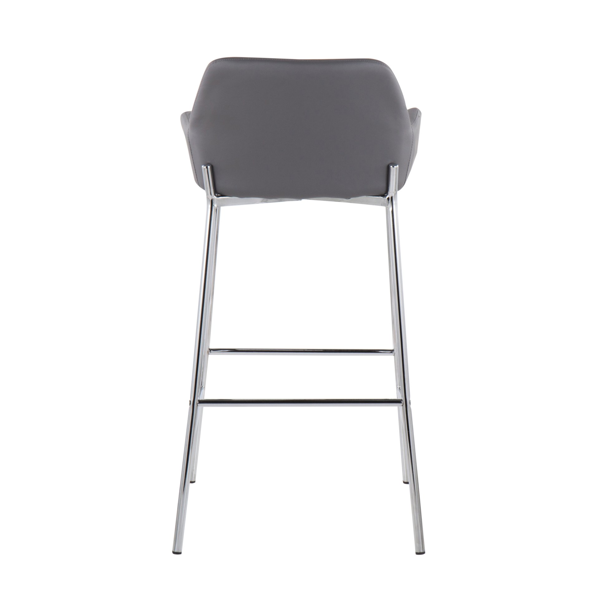 Daniella - Contemporary Fixed Height Bar Stool (Set of 2) - Chrome / Gray - Image 5