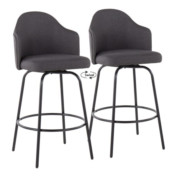 Ahoy - Contemporary Fixed Height Counter Stool (Set of 2) - Black / Charcoal