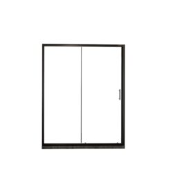 Single Sliding Shower Door, Clear Tempered Glass Shower Door With Stainless Steel Handle - Black
