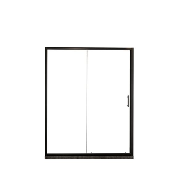 Single Sliding Shower Door, Clear Tempered Glass Shower Door With Stainless Steel Handle - Black