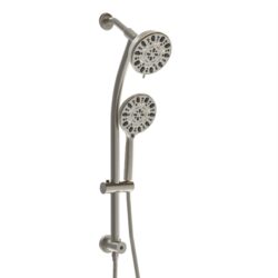 Multi Function Dual Shower Head Shower System With 4.7" Rain Showerhead, 7 Function Hand Shower, Adjustable Slide Bar - Brushed Nickel