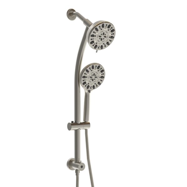 Multi Function Dual Shower Head Shower System With 4.7" Rain Showerhead, 7 Function Hand Shower, Adjustable Slide Bar - Brushed Nickel