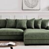 Luxe - Oversized 2 Piece Right Facing Sectional Couches For Living Room, L Shaped Sofa With Chaise - Dark Green - Image 4