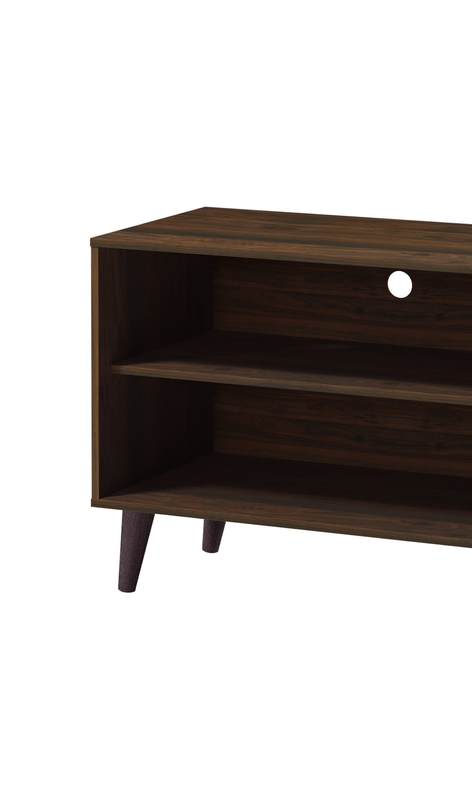 Amidon - TV Stand For TV's Up To 63", With 2 Storage Shelves & 1 Cabinet, Modern Entertainment Centre For TV In Living Room - White / Walnut - Image 4