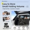 Lightweight Foldable Transport Wheelchair Square Tube Design Double Brakes Adjustable Seat & Armrest Breathable Cushion Anti Backflip 250Lbs Capacity 15" Tires - Black / Gray - Image 6