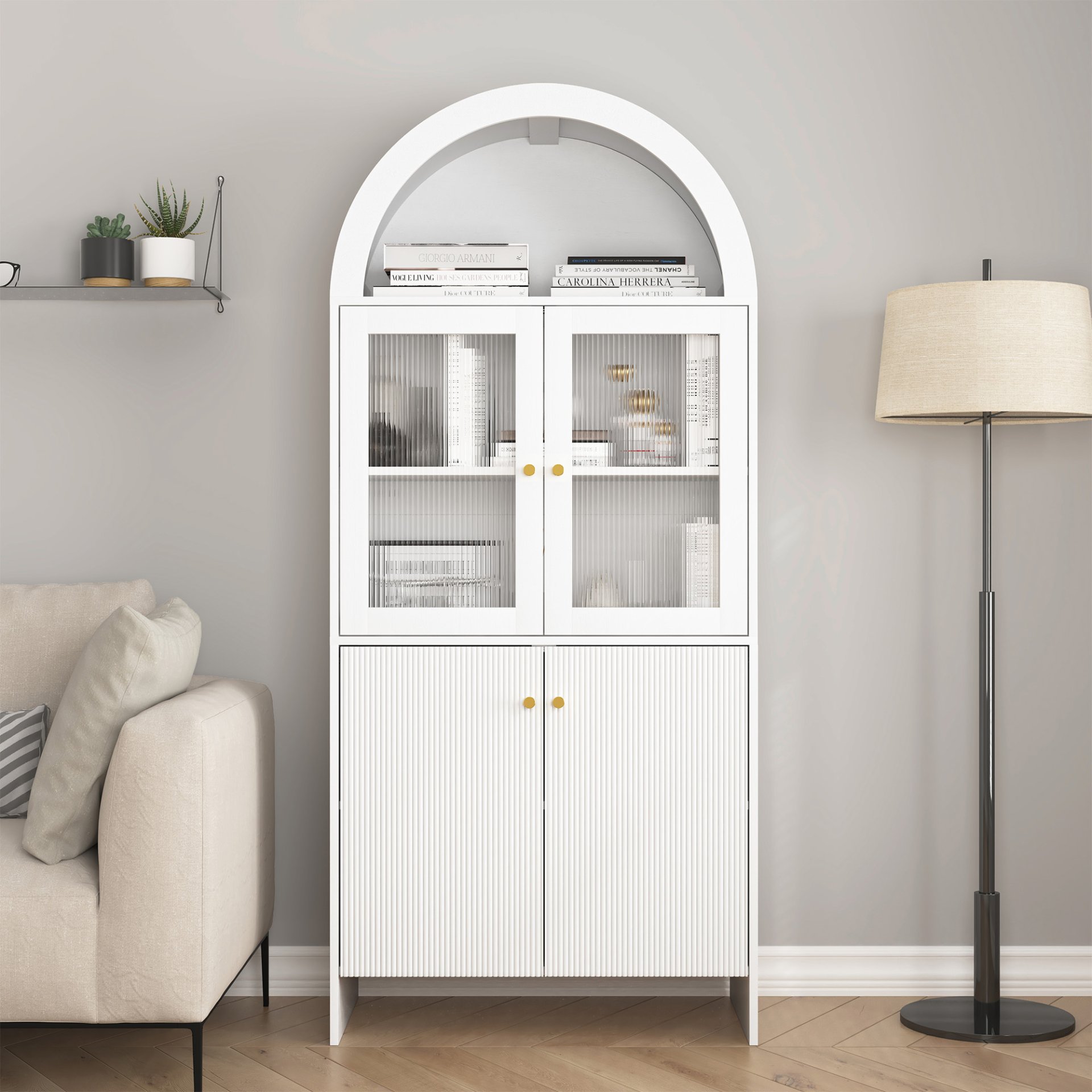 Modern Tech Inspired Dome Cabinet With LED Lighting Smart Snack Storage Solution - White - Image 2