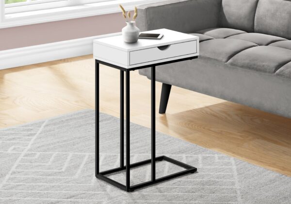 Accent Table, C - Shaped Contemporary And Modern - White