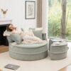 Modern Oversized Round Barrel Accent Chair With Ottoman Velvet Upholstered Lounge Armchair With 5 Pillows For Living Room Or Bedroom - Green - Image 14