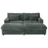 Oversized Double Chaise Lounge Sofa Bed Cloud Couch Upholstered Sleeper Sofa Daybed With 2 Supportive Pillows, USB Ports And Cup Holders - Dark Gray - Image 12