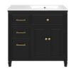 Modern Bathroom Vanity With Ceramic Sink, Freestanding, One Tip - Out Drawer, 3 Side Drawers, Adjustable Shelf - Beige - Image 10