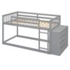 Twin Over Twin Classic Bunk Bed With 4 Drawers And 3 Shelves - Gray - Image 4