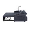 Convertible Sofa Bed Loveseat Sofa With Three USB Ports, Two Side Pockets, Two Cup Holders And 360° swivel Phone Holder For Living Room - Blue Gray - Image 22
