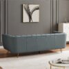 Lamattina - Genuine Italian Leather Channel Tufted Sofa - Dusty Blue / Pewter - Image 9