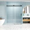 Frameless Soft Closing Shower Door, 1 / 4" (6Mm) Tempered Glass Single Sliding With Explosion Proof Coating - Matte Black - Image 3