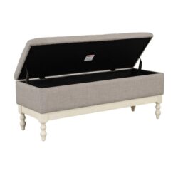 Tufted Storage Bench With Soft Close Lid - Light Gray / Cream