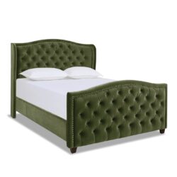 Marcella - Queen Upholstered Shelter Headboard Bed Set - Olive Green