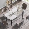 Modern Artificial Stone Pandora Curved Leg Dining Table 6 People - Antique White - Image 4