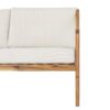 Modern Curved Arm Solid Wood Upholstered Outdoor Loveseat - Natural - Image 3