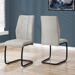 Dining Chair, Side, Upholstered For Dining Room, Contemporary & Modern (Set of 2) - Gray