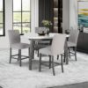 Jasmine - Bar Table With Arched Legs And Marble Top, Triangular Shape - Gray - Image 7