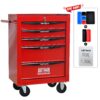 Rolling Metal Tool Chest With 5 Drawers, 20" Steel Storage Cabinet With Ball Bearing Slides - Red / Black - Image 5