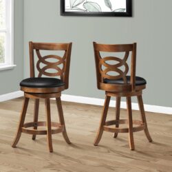 Swivel Bar Stool With Counter Height Leather Look (Set of 2) - Oak