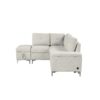 Versatile L Shaped Sofa Bed With Storage, Cup Holders, USB Ports Chenille - Beige - Image 19