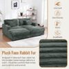 Oversized Double Chaise Lounge Sofa Bed Cloud Couch Upholstered Sleeper Sofa Daybed With 2 Supportive Pillows, USB Ports And Cup Holders - Dark Gray - Image 7