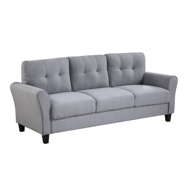 Modern Living Room Sofa Linen Upholstered Couch Furniture For Home Or Office - Light Gray / Blue