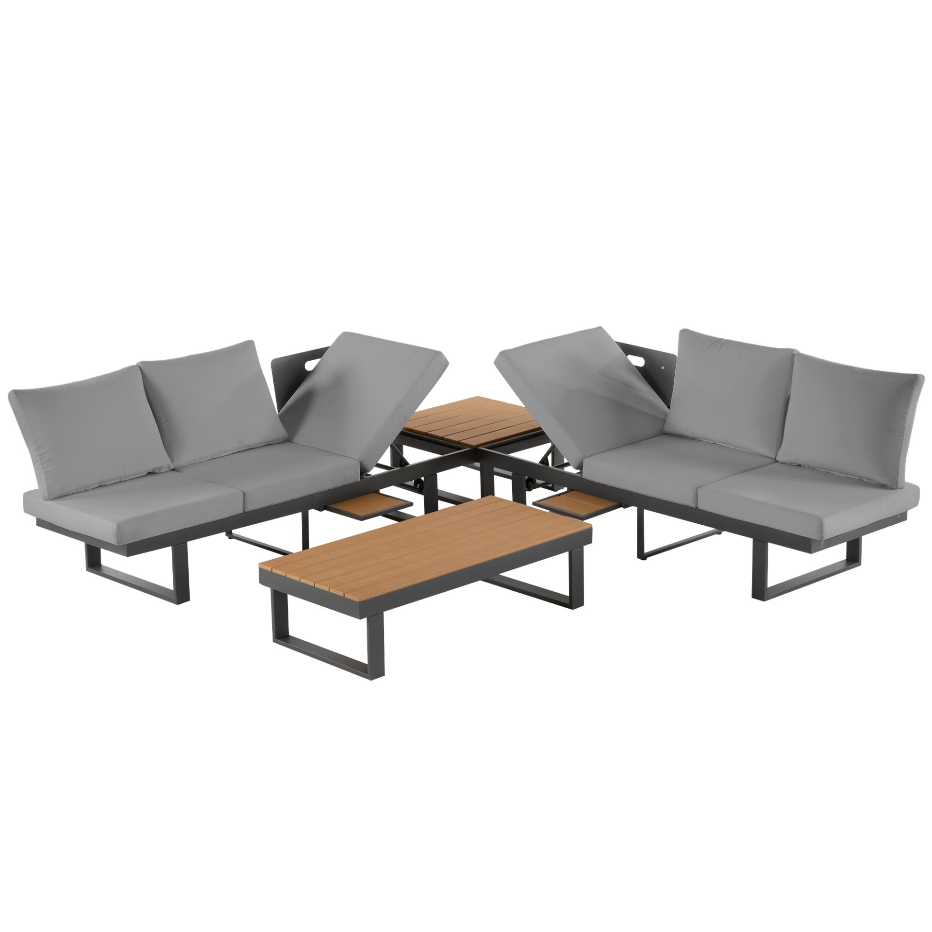 Outdoor Sectional Sofa Set With Adjustable Reclining Seats - Gray - Image 24