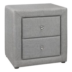 Nightstand, Storage Drawer, Upholstered, Elegant Design, Transitional - Gray