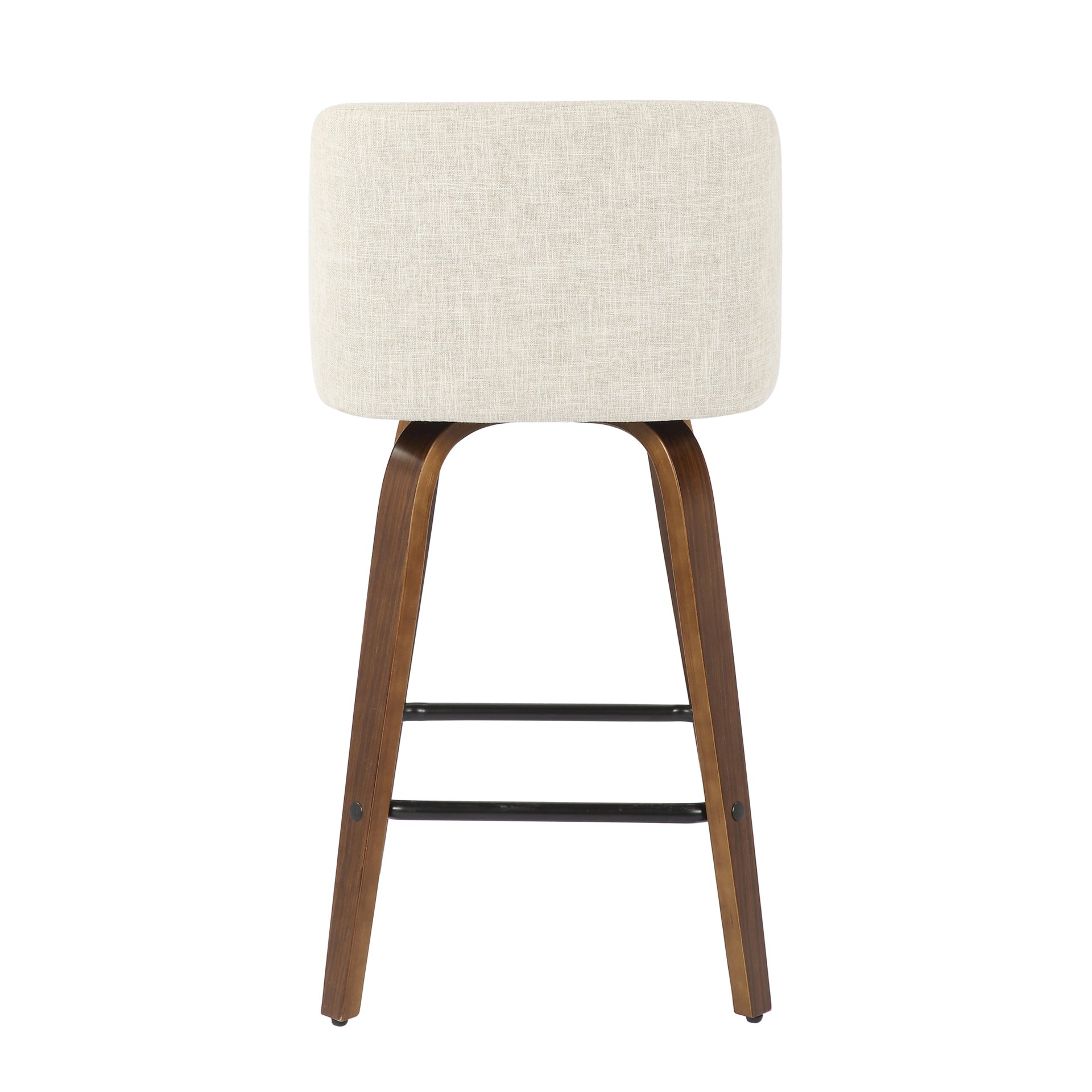 Toriano - Mid-Century Modern Counter Stool, Square Footrest (Set of 2) - Walnut / Cream - Image 5