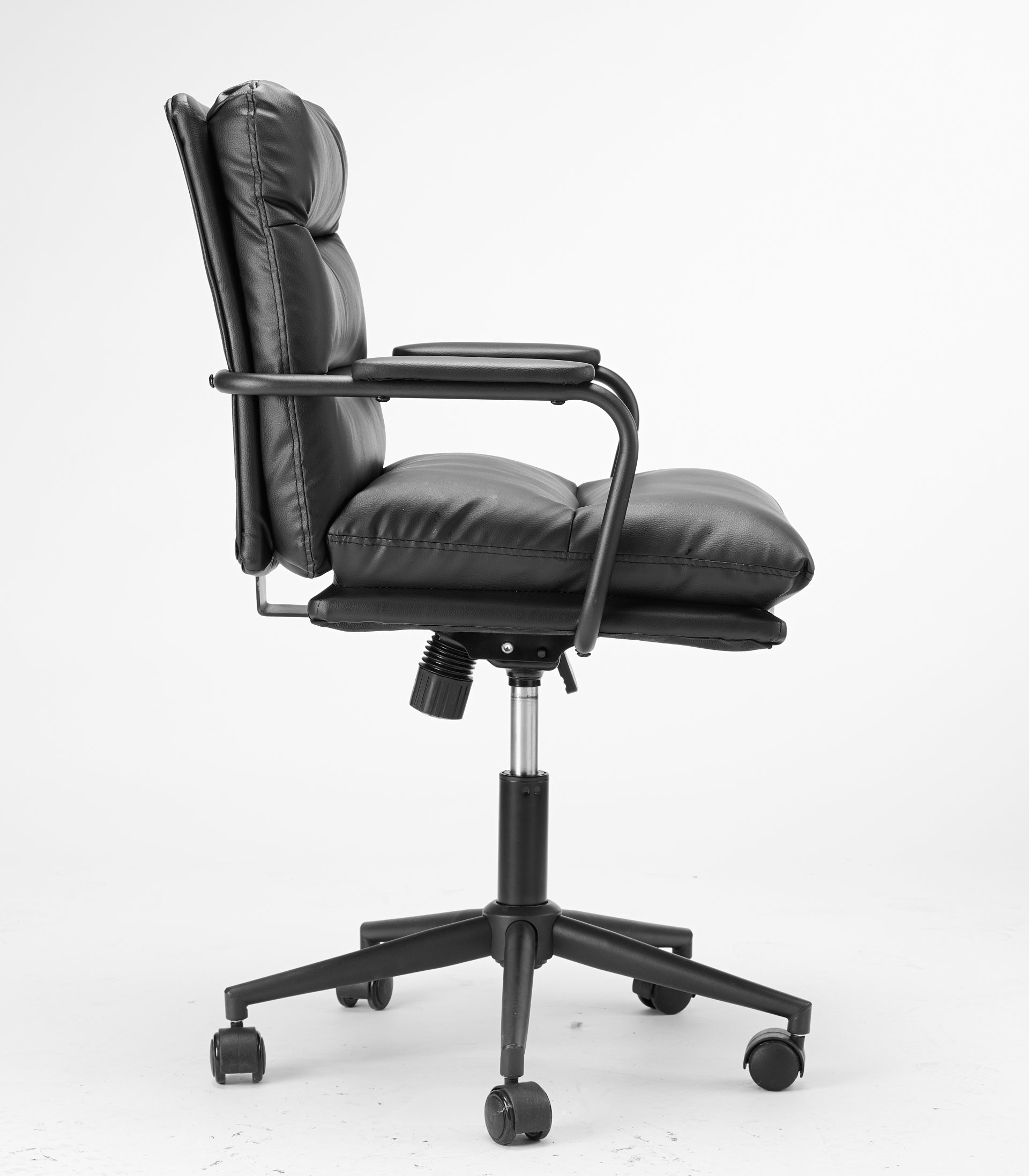 Office Chair Mid Back Desk Chair Modern Excutive Office Chair With Arms And Wheels For Home Office - Black - Image 14