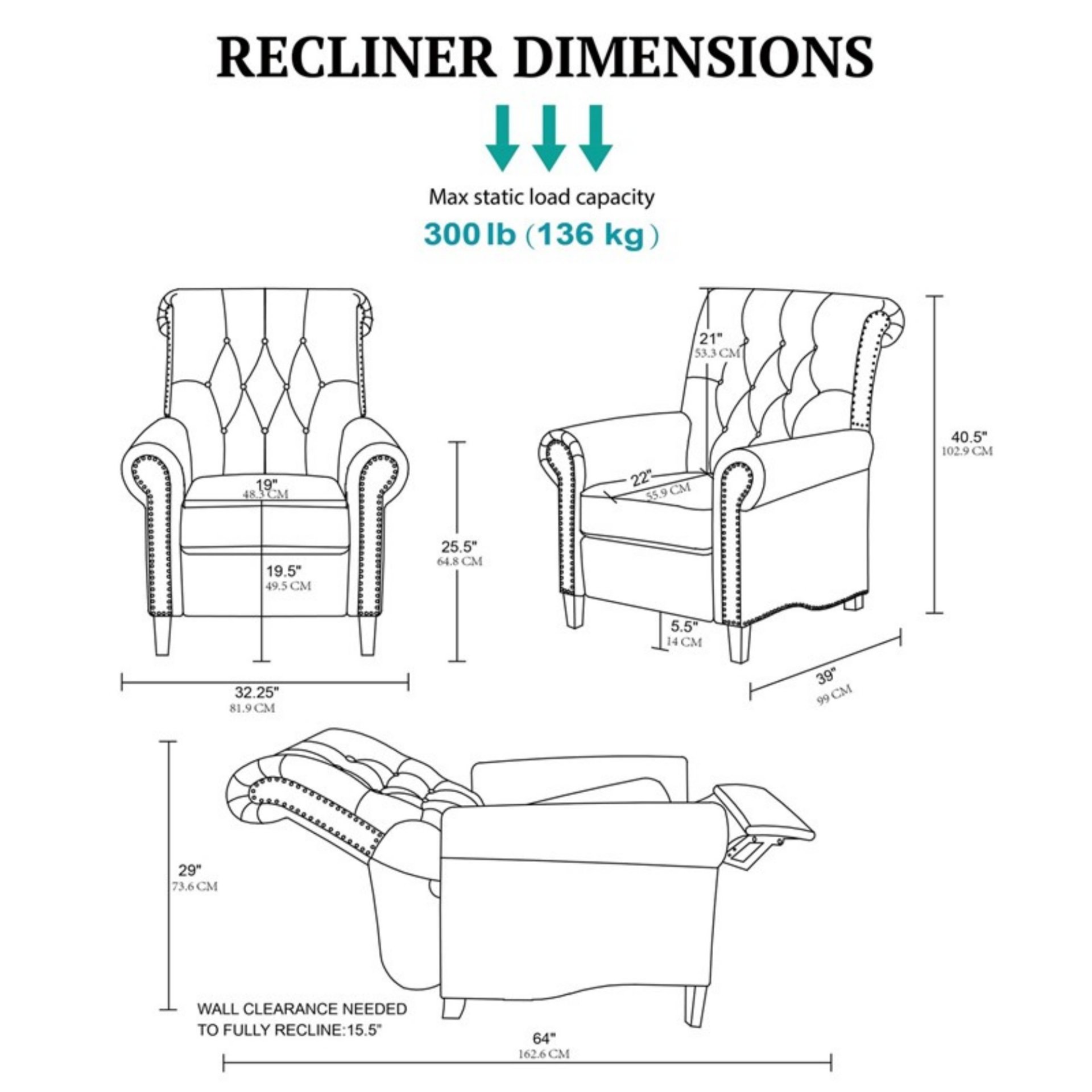 Aidan - Push Back Recliner Chair With Tufted Back And Nailhead Trim - Cream - Image 3
