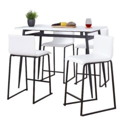 Marcel Mara - 5 Piece Upholstered Contemporary Counter Height Dining Set - Black / White