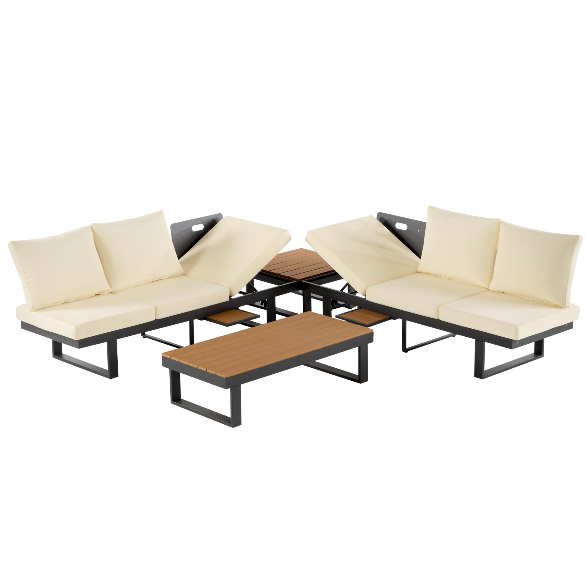 Outdoor Sectional Sofa Set With Adjustable Reclining Seats For Backyard - Beige - Image 23