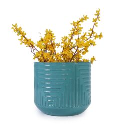 Ceramic Flowerpot, Planter For Patio, Garden, Windowsill - Cyan