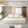 Multifunctional Convertible Sofa Bed With 2 Tumbler Backrests And 2 Pillows, Diy Modern Upholstered Couch - Beige - Image 6