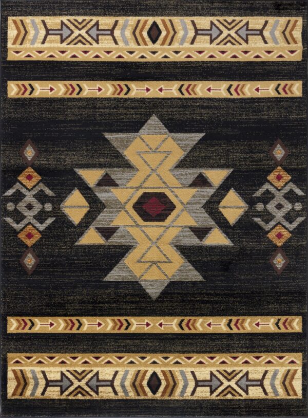 Tribes - 2'7" X 7'3" Southwest Area Rug - Black