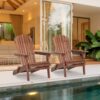 Wooden Outdoor Folding Adirondack Chair (Set of 2) For Garden Lawn - Natural / Light Brown - Image 2