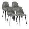 Modern Extendable Dining Table And Chair Set With Metal Base And Suede Chairs, 4 Piece - Gray / White - Image 14
