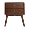 Mid-Century Modern Double Drawer Nightstand - Walnut - Image 2