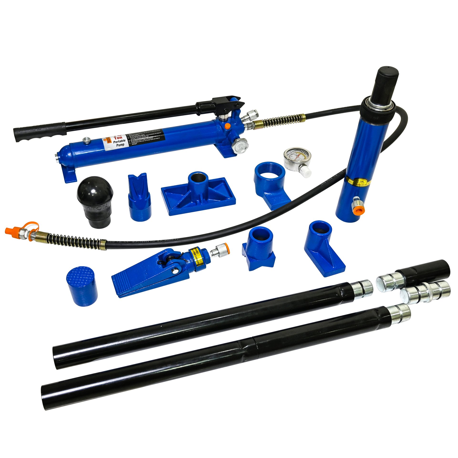 10 Ton Portable Hydraulic Equipment Kit For Metal Work - Black / Blue - Image 6
