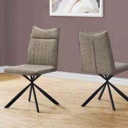Dining Chair, Side, Upholstered For Dining Room, Contemporary & Modern (Set of 2) - Taupe