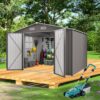 Large Metal Garden Shed With Double Door And Windows Waterproof Tool Shed - Gray - Image 2